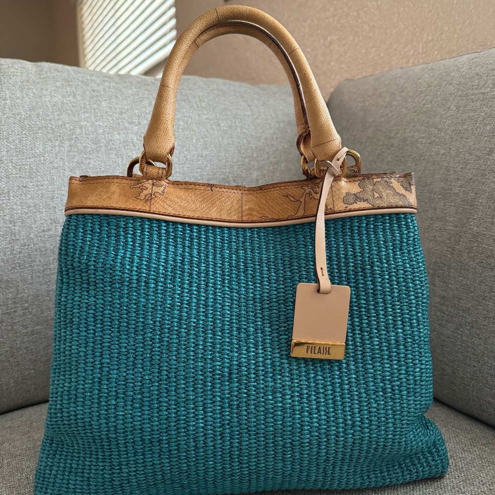 EUC Alviero Martini Turquoise Paper Straw Bag
